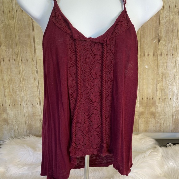 Maroon Lace Tank Top - Picture 3 of 7